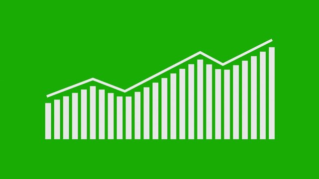 Business Growth Bar Chart Animation Increasing Graph Upward Trend Green Screen 4K
