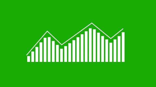 Business Growth Bar Chart Animation Increasing Graph Upward Trend Green Screen 4K