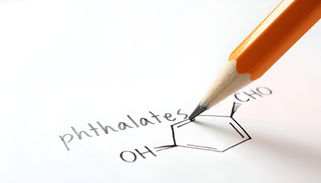 Phthalates Chemical Structure Drawing Close Up Toxic Plastic Additive Concept