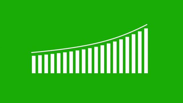 Business Growth Bar Chart Animation Increasing Graph Upward Trend Green Screen 4K