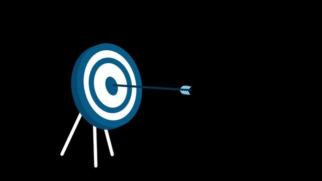 Bullseye target with arrow hitting center animation