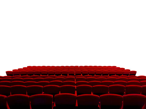 An empty red velvet seat in a movie theater PNG transparent.