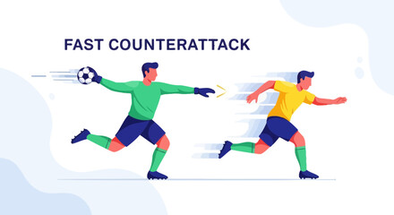 Obraz premium Soccer Action Depicting Swift Counterattack in Dynamic, Energetic Illustration Style