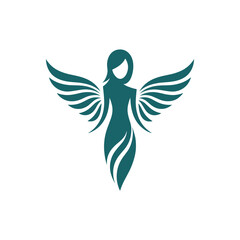 Obraz premium Teal angel logo with wings