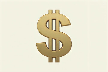 Obraz premium Golden dollar sign symbol on a light cream background currency money