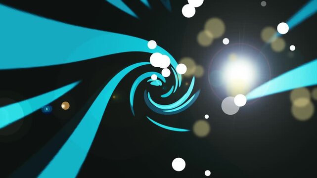 Abstract spiral with light flares and bokeh dots particles background