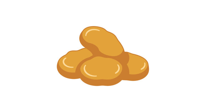Golden brown chicken nuggets stacked in a pile, a delicious fast food snack perfect for dipping, presented in a clean, flat vector illustration style on a white background
