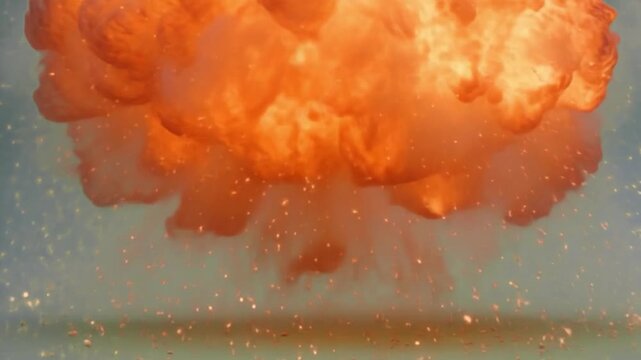 Missile fir vertically and blast on green screen 