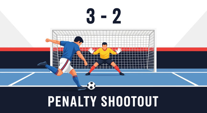 Soccer Penalty Kick Action: A Visual Depiction Of A Tense Penalty Shootout Situation