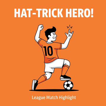 Soccer Player Celebrates Successful Hat-Trick Scoring Achievement In League Match Victory