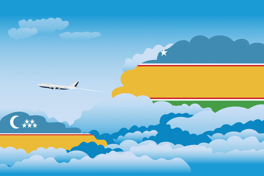 Karakalpakstan Day Clouds Airplane Airport Flight Vector Illustration