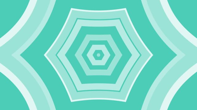 Geometric pattern with concentric hexagonal rings and curved stripes, Monochrome concentric hexagon pattern background animation