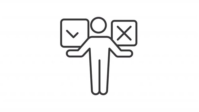 Animated problem solving skills line icon. Balance control animation. Decision making, strategic selection. Self assessment. Outline element on white background. HD video with alpha channel