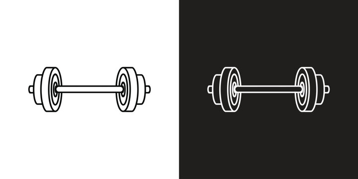 minimalist barbell dumbbell workout equipment flat design vector illustration