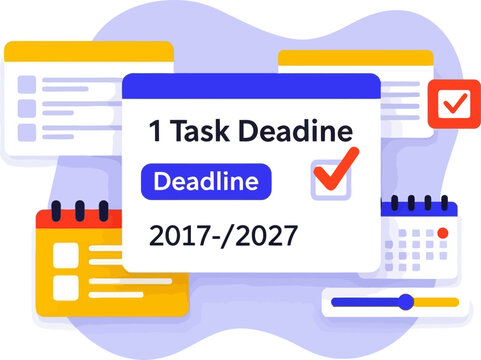 Project deadline notification with calendar and task completion status
