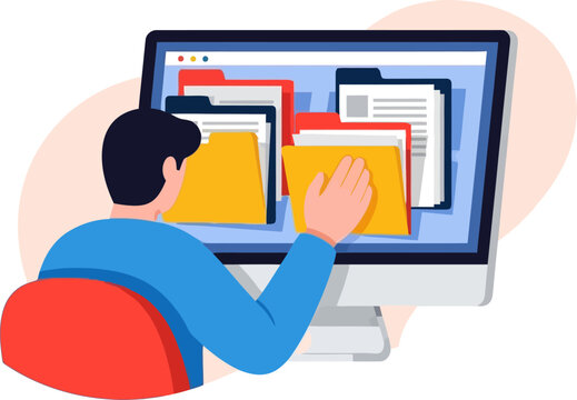 User organizing digital files and folders on computer desktop interface