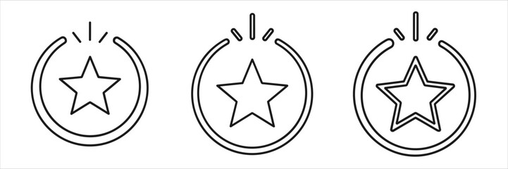 Obraz premium Three Line Art Icons of a Star within a Circle on White Background rating review
