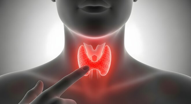 Thyroid Gland Disorder with Neck Inflammation Highlight Medical Awareness Concept