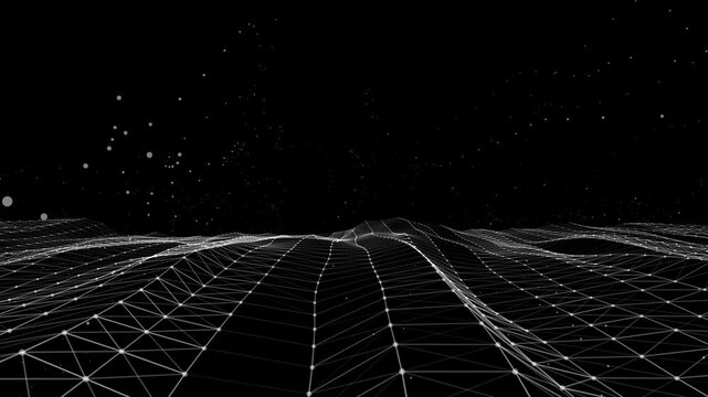 Abstract futuristic wave background. Network connection dots and lines. Digital background. 3d rendering.