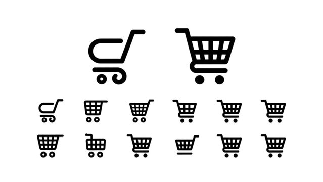 Hierarchical arrangement of shopping cart icons in varying sizes and quantities Vector