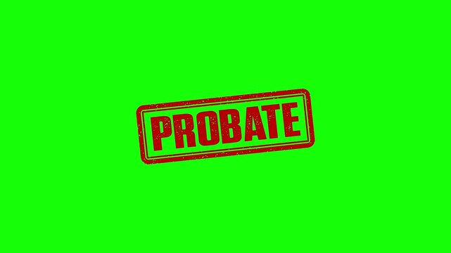 Probate rubber stamp animation. probate texture text Up to down motion graphics. stamp zooming and hit effect 4k video.