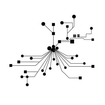 Black and white circuit board design.