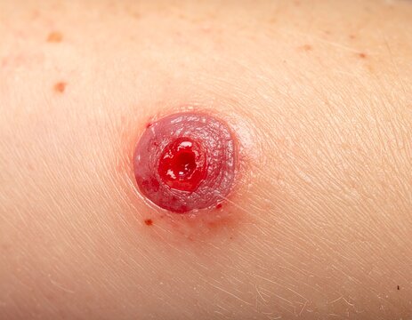 Raised Thick Keloid Scar on Human Skin