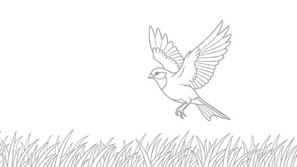 Obraz premium Bird Flying Over Grass.