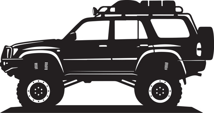 Black silhouette SUV, off-road vehicle, 4x4 truck, vector illustration