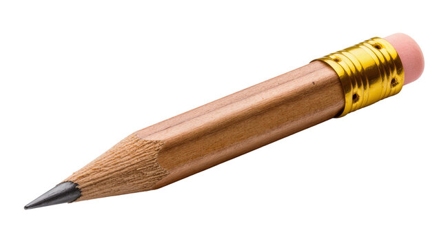 Wooden pencil with metallic gold ferrule, pink eraser tip