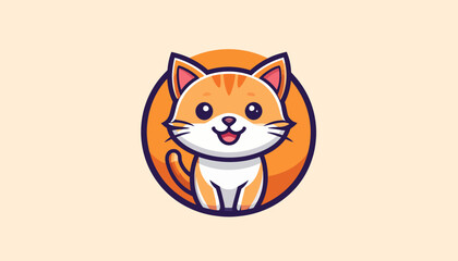 Obraz premium Charming and Playful Feline Character Mascot Logo Design for a Cute and Friendly Brand Identity