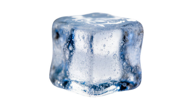 Clear jagged ice cube reflecting light, showing frozen water texture