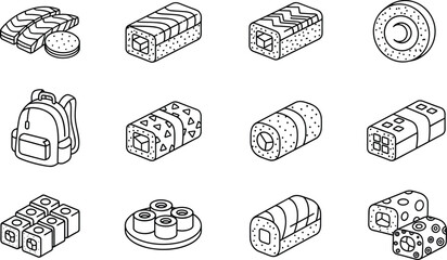 Sushi Vector Illustration Showing Food Icons © MstRanzina