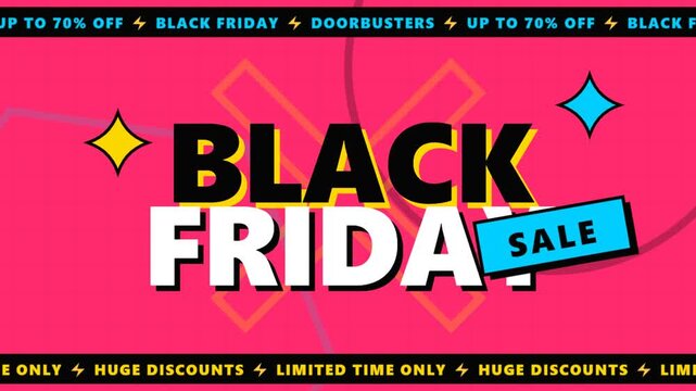 Bright Pink Black Friday Sale Banner Across Online Retail.