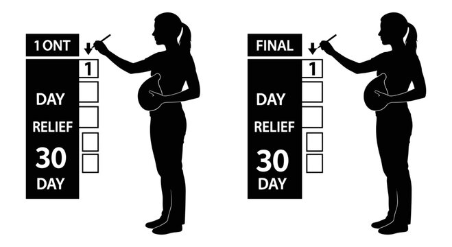 Comparison of pregnancy relief timelines between first and final stages Vector, illustration