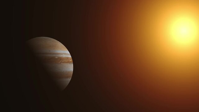 Animation Deep Space View of Planets jupiter in the Galaxy