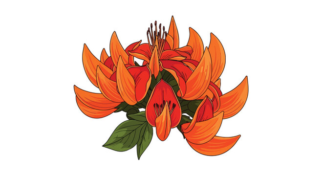 Vibrant Orange Flame Lily Flower Illustration