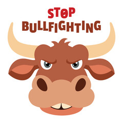 Stop Bullfighting Concept Cartoon Illustration © yusufdemirci