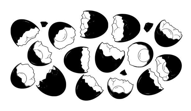 Creative broken egg negative space icon set vector