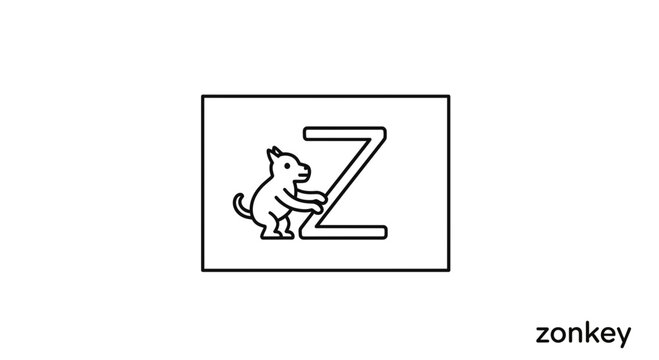 Cute Zonkey Character Holding Letter Z, Alphabet Animal Illustration