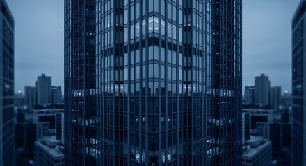 Fototapeta premium Modern Corporate Skyscraper in Blue Tones, Architectural Exterior