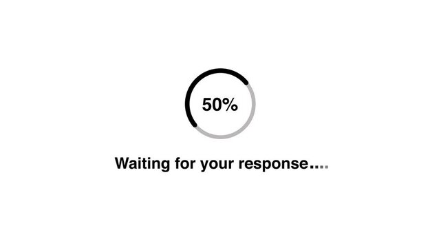 Waiting for your response loading 100 percent completion animation isolated on white background