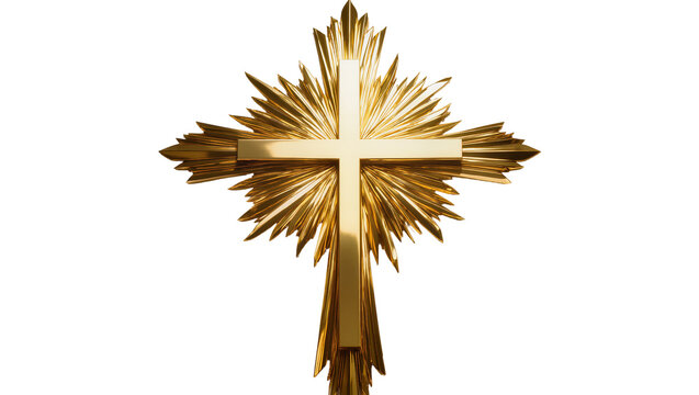 Radiant golden cross radiating light beams, symbolizing faith and divine grace