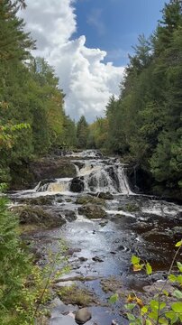 Red Granite Falls along the Doughboy trail in Copper Falls State Park in Ashland County, Wisconsin, contains a section of the Bad River and its tributary the Tylers Forks.
