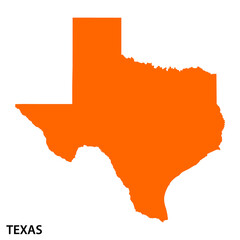 Texas map orange color, bold state silhouette, usa geography icon, flat design vector, isolated modern illustration © New Asia