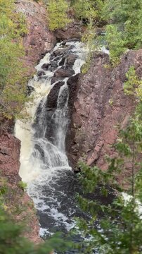Big Manitou Falls and Manitou Falls Trail along the Black River south of Superior in Wisconsin&rsquo;s Douglas County