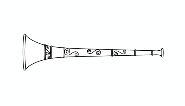 Vintage Wind Instrument Outline Drawing - Trumpet or Shawm