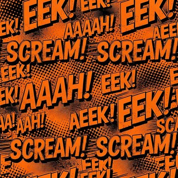 Comic Style Scream and Eek Expressions in Orange and Black