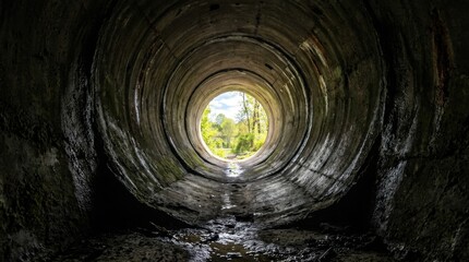 Naklejka premium Tunnel Vision - A Glimpse of Light at the End.
