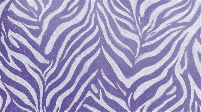 Close up view of a zebra stripe pattern featuring wavy black and white lines on purple